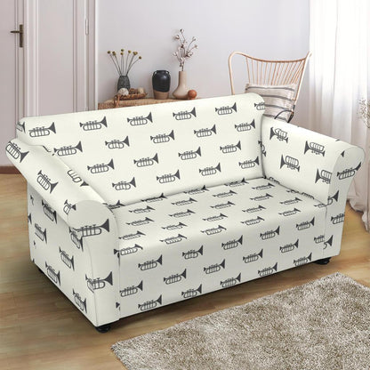 Trumpet Pattern Themed Print Loveseat Slipcover-JTAMIGO.COM