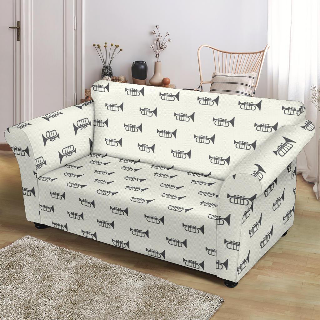 Trumpet Pattern Themed Print Loveseat Slipcover-JTAMIGO.COM