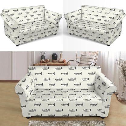 Trumpet Pattern Themed Print Loveseat Slipcover-JTAMIGO.COM
