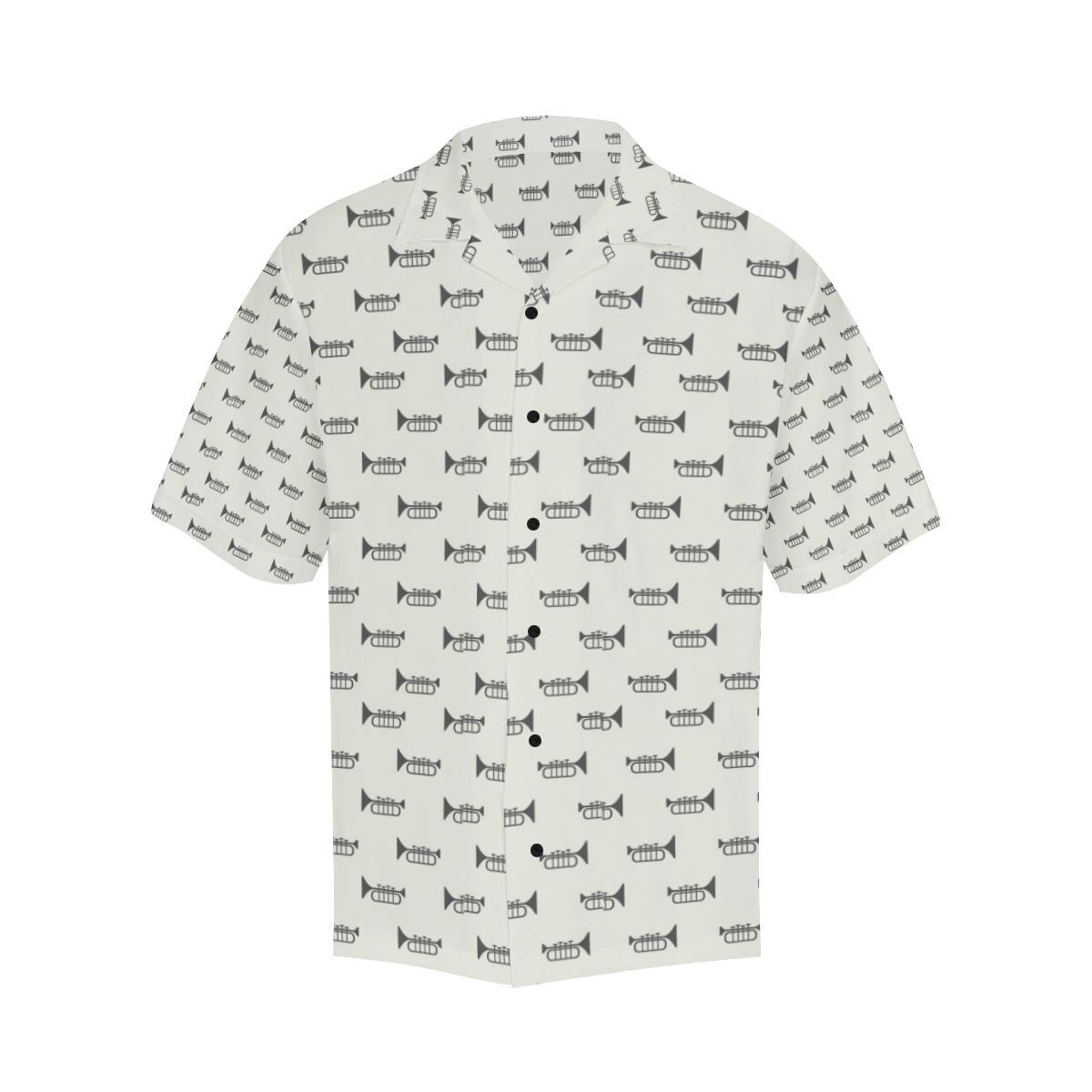 Trumpet Pattern Themed Print Men Aloha Hawaiian Shirt