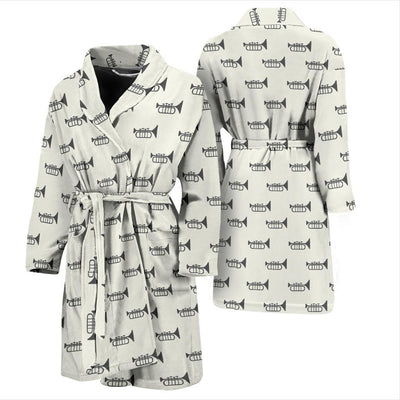 Trumpet Pattern Themed Print Men Bath Robe-JTAMIGO.COM