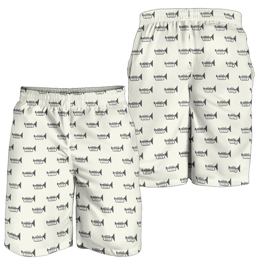 Trumpet Pattern Themed Print Mens Shorts-JTAMIGO.COM
