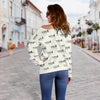 Trumpet Pattern Themed Print Off Shoulder Sweatshirt