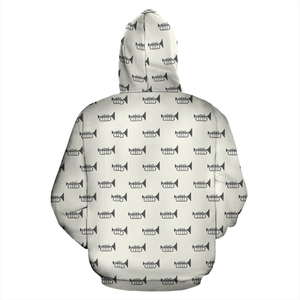Trumpet Pattern Themed Print Pullover Hoodie