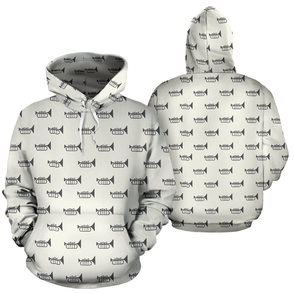 Trumpet Pattern Themed Print Pullover Hoodie