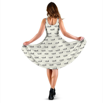 Trumpet Pattern Themed Print Sleeveless Dress