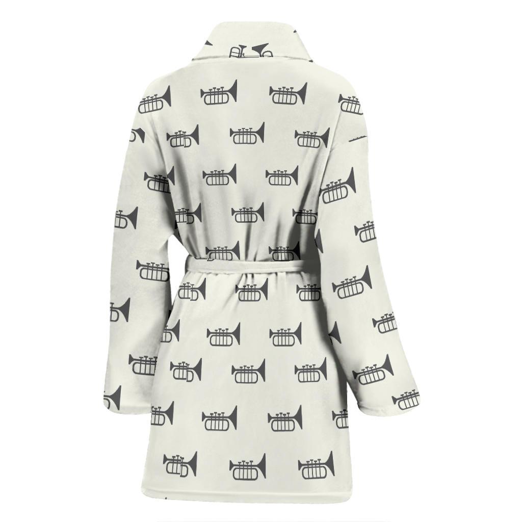 Trumpet Pattern Themed Print Women Bath Robe-JTAMIGO.COM