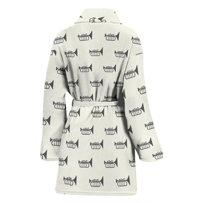 Trumpet Pattern Themed Print Women Bath Robe-JTAMIGO.COM