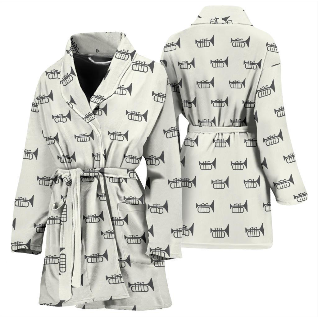 Trumpet Pattern Themed Print Women Bath Robe-JTAMIGO.COM