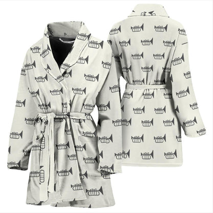 Trumpet Pattern Themed Print Women Bath Robe-JTAMIGO.COM