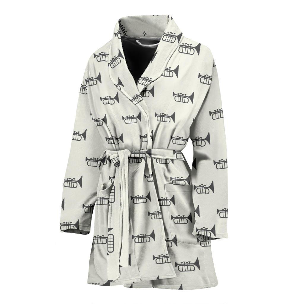 Trumpet Pattern Themed Print Women Bath Robe-JTAMIGO.COM
