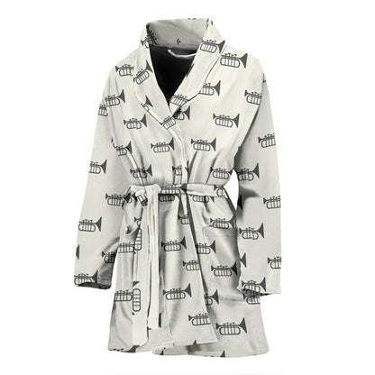 Trumpet Pattern Themed Print Women Bath Robe-JTAMIGO.COM