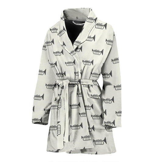 Trumpet Pattern Themed Print Women Bath Robe-JTAMIGO.COM