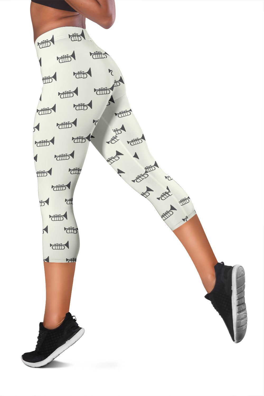 Trumpet Pattern Themed Print Women Capris