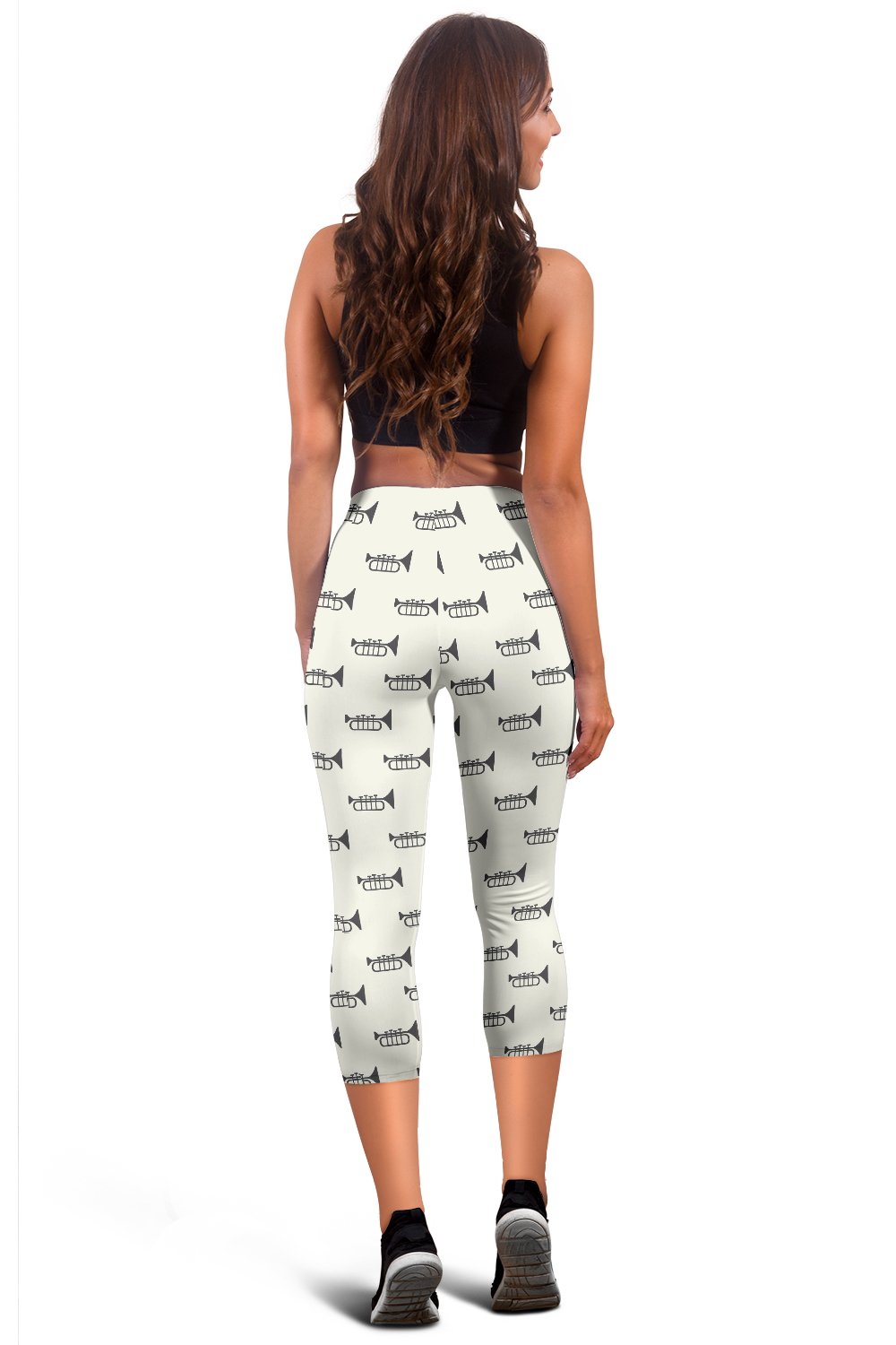 Trumpet Pattern Themed Print Women Capris