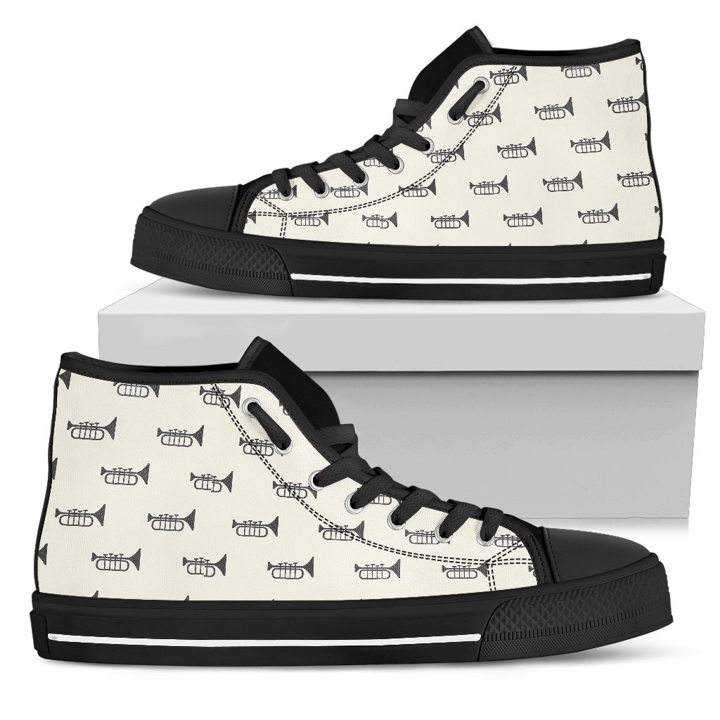 Trumpet Pattern Themed Print Women High Top Shoes
