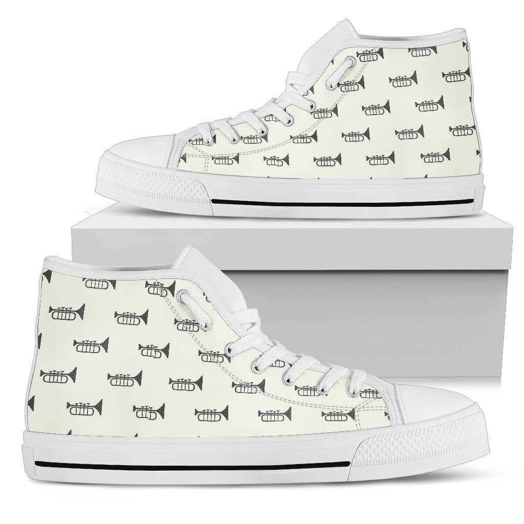 Trumpet Pattern Themed Print Women High Top Shoes