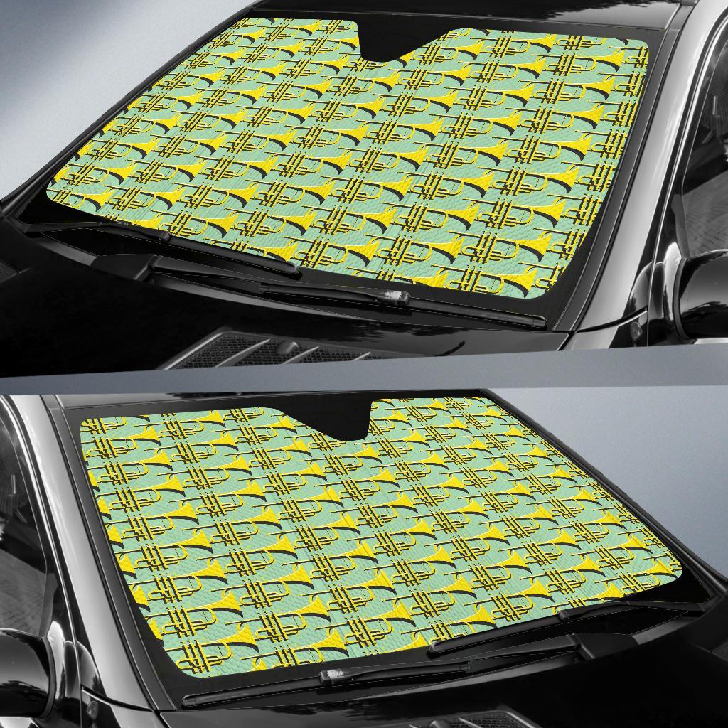 Trumpet Vintage Design Print Car Sun Shade For Windshield