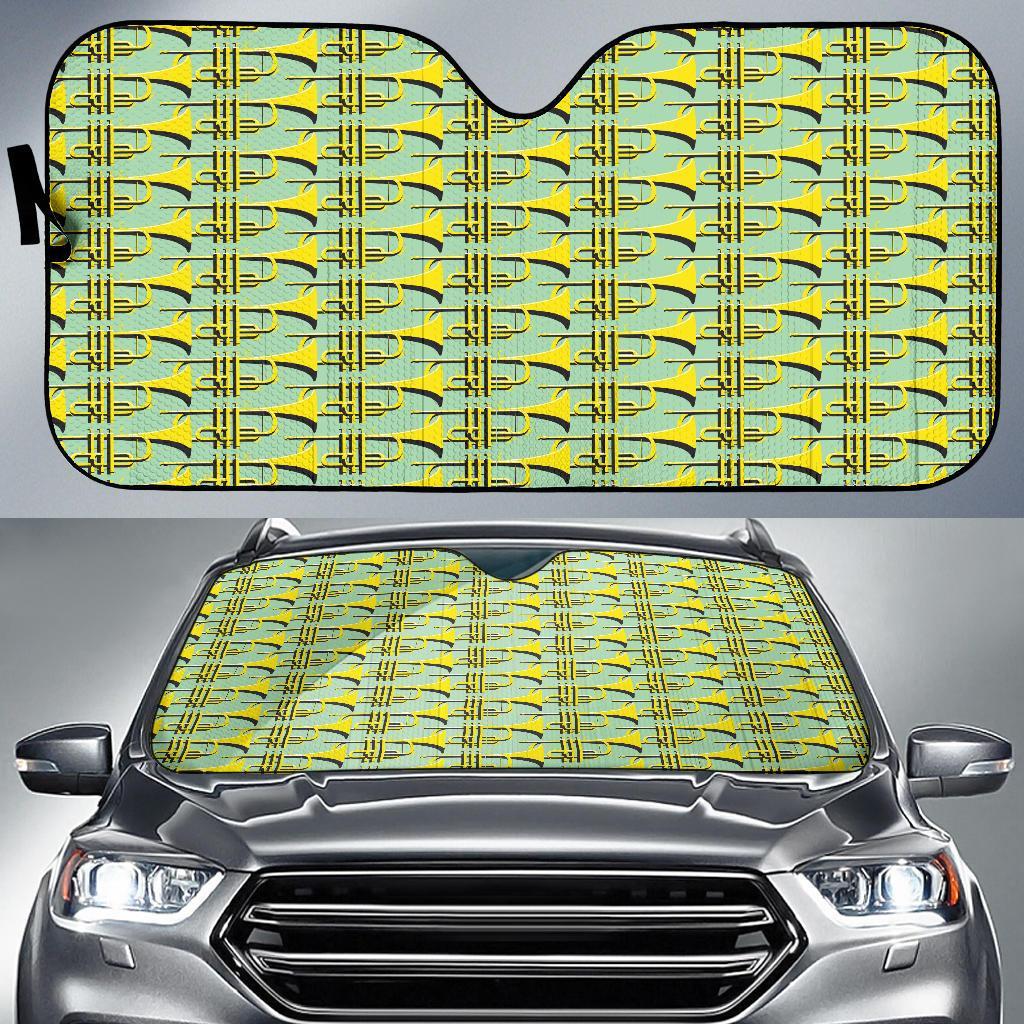 Trumpet Vintage Design Print Car Sun Shade For Windshield