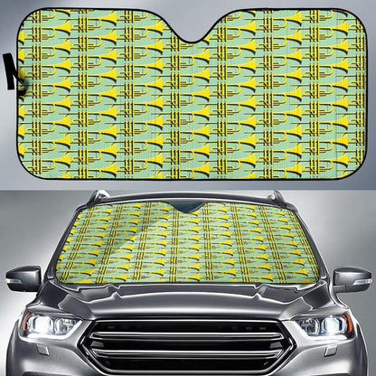 Trumpet Vintage Design Print Car Sun Shade For Windshield
