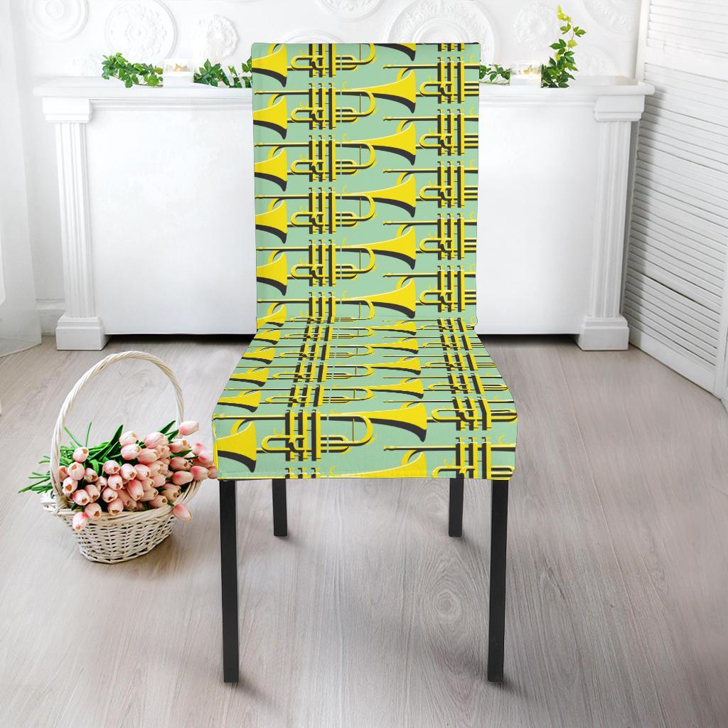 Trumpet Vintage Design Print Dining Chair Slipcover-JTAMIGO.COM