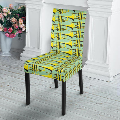 Trumpet Vintage Design Print Dining Chair Slipcover-JTAMIGO.COM