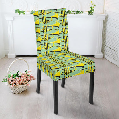 Trumpet Vintage Design Print Dining Chair Slipcover-JTAMIGO.COM