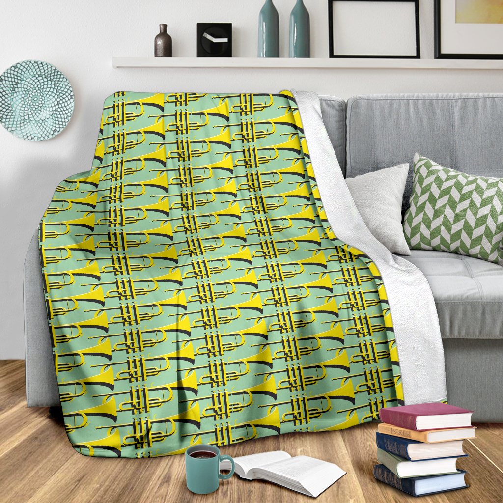 Trumpet Vintage Design Print Fleece Blanket