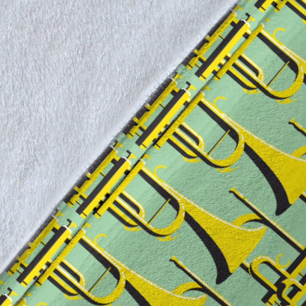 Trumpet Vintage Design Print Fleece Blanket