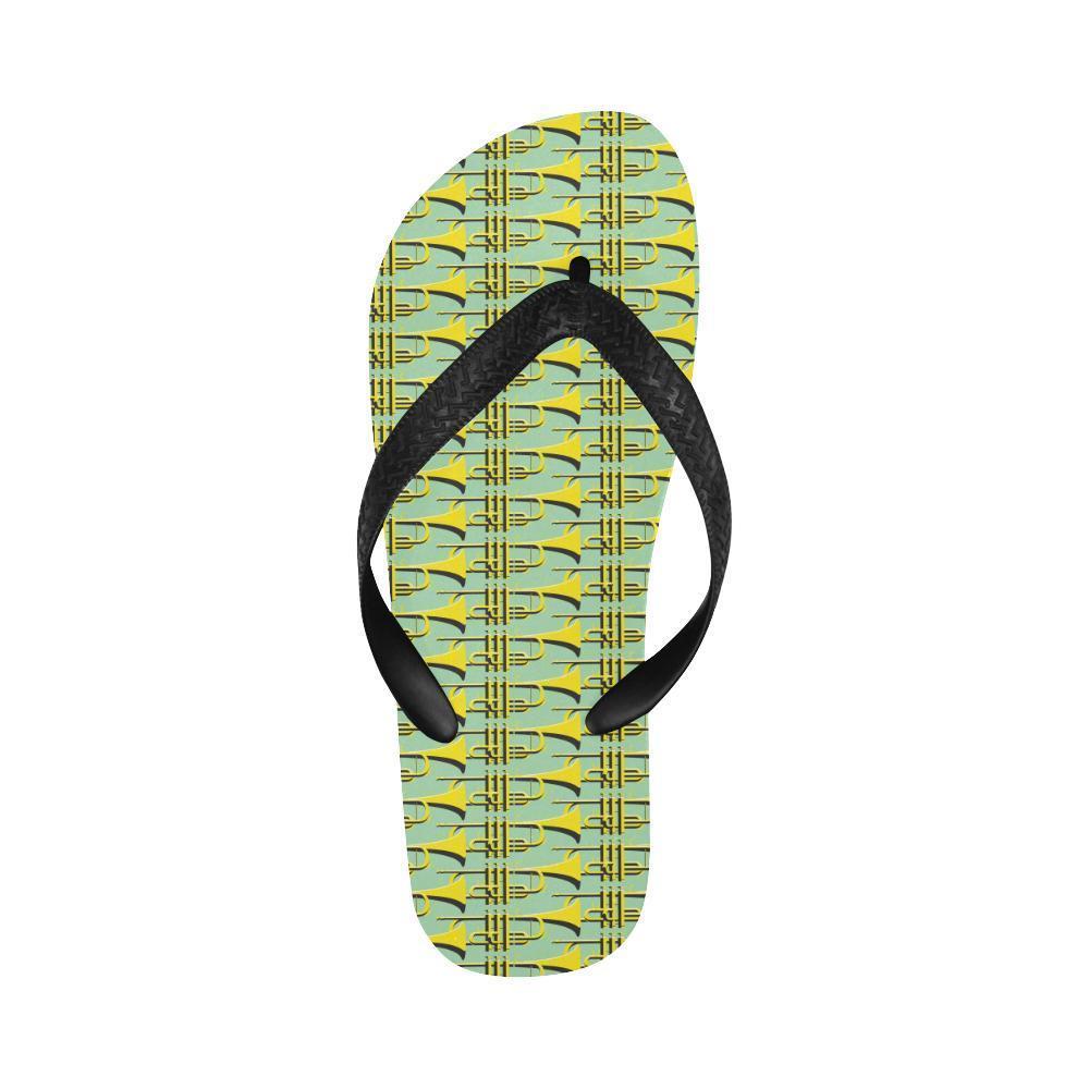 Trumpet Vintage Design Print Flip Flops-JTAMIGO.COM