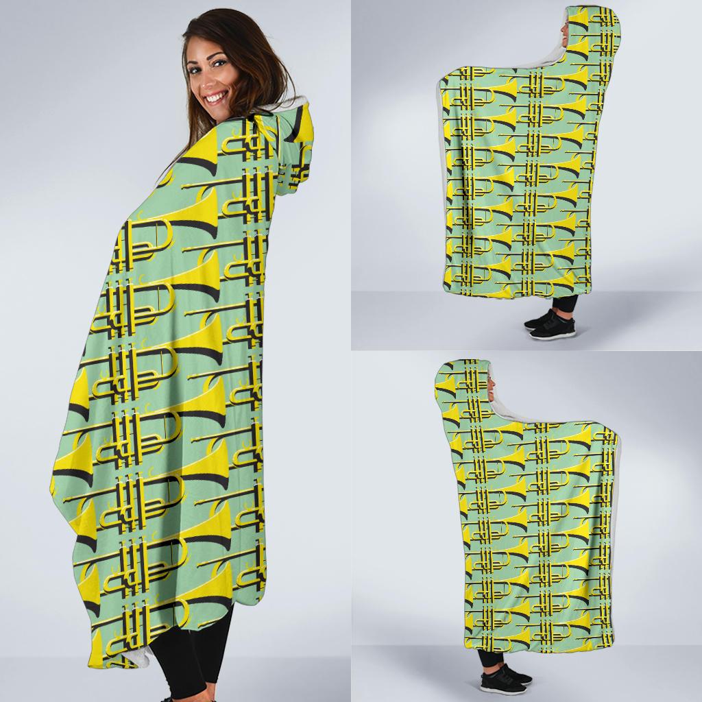 Trumpet Vintage Design Print Hooded Blanket-JTAMIGO.COM