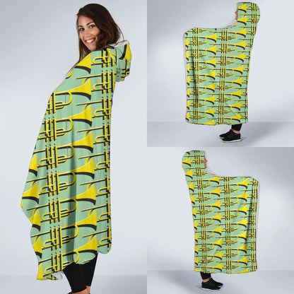 Trumpet Vintage Design Print Hooded Blanket-JTAMIGO.COM