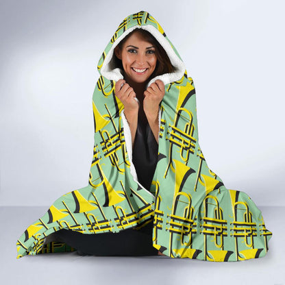 Trumpet Vintage Design Print Hooded Blanket-JTAMIGO.COM