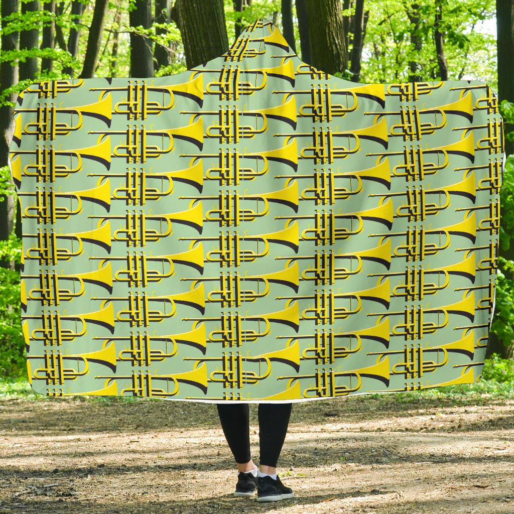 Trumpet Vintage Design Print Hooded Blanket-JTAMIGO.COM