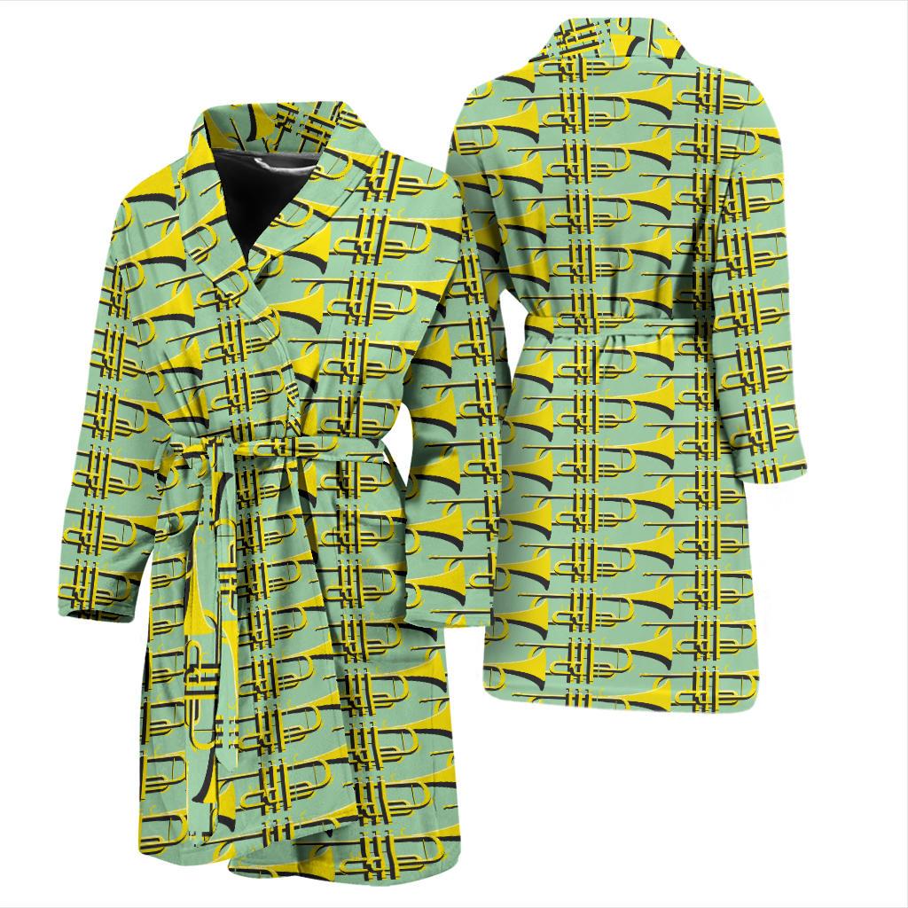 Trumpet Vintage Design Print Men Bath Robe-JTAMIGO.COM