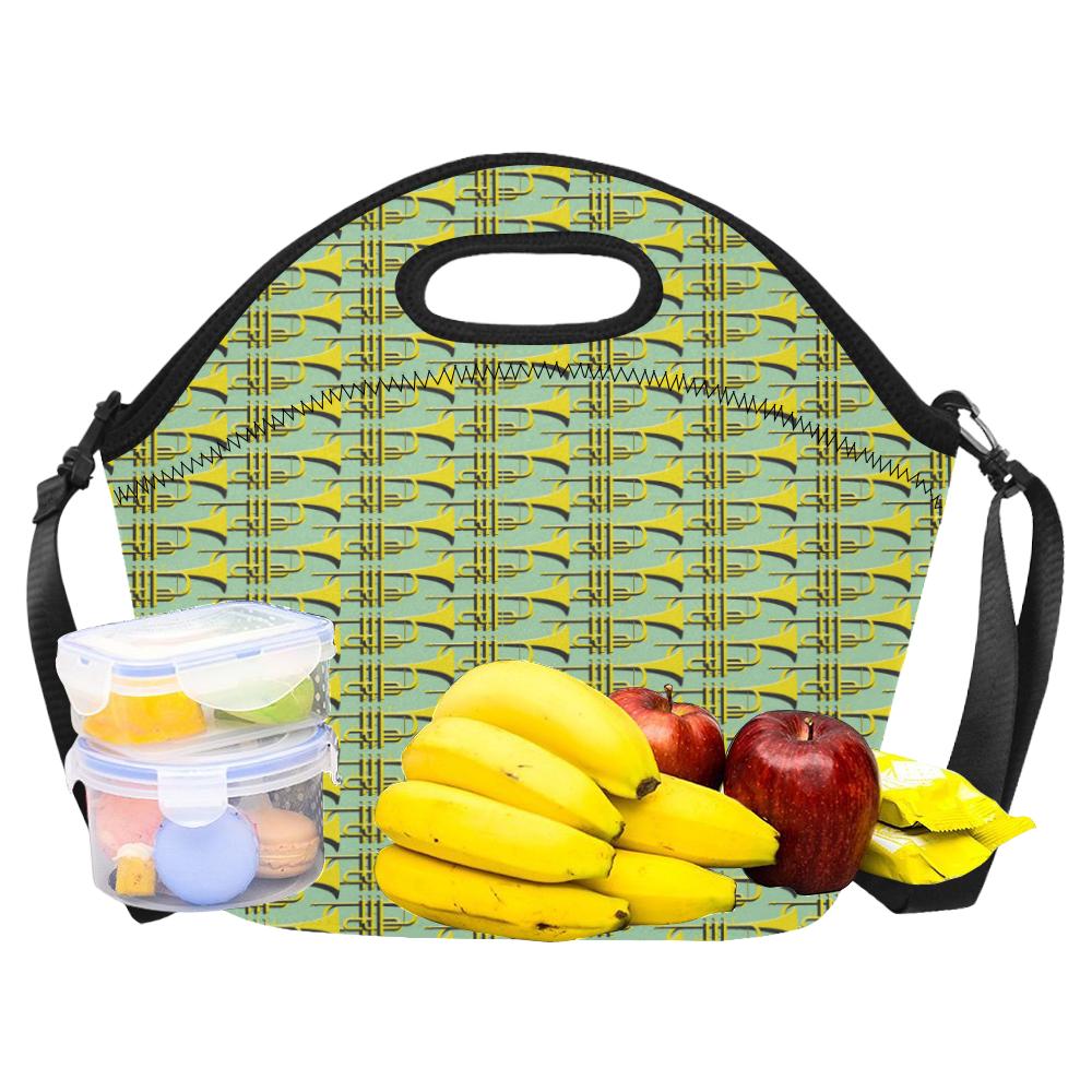 Trumpet Vintage Design Print Neoprene Lunch Bag (Model 1669)(Large)-JTAMIGO.COM