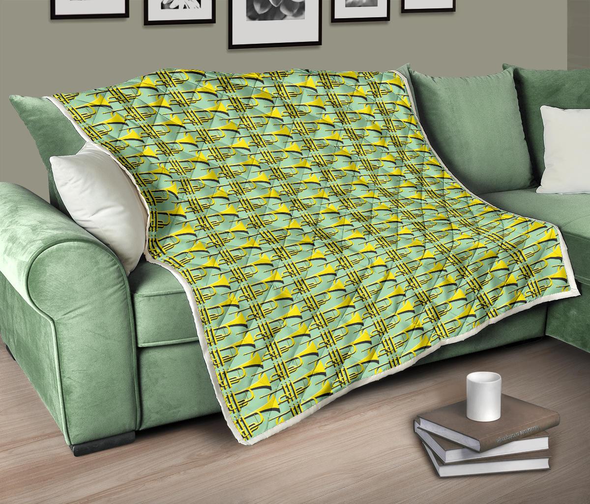 Trumpet Vintage Design Print Premium Quilt-JTAMIGO.COM