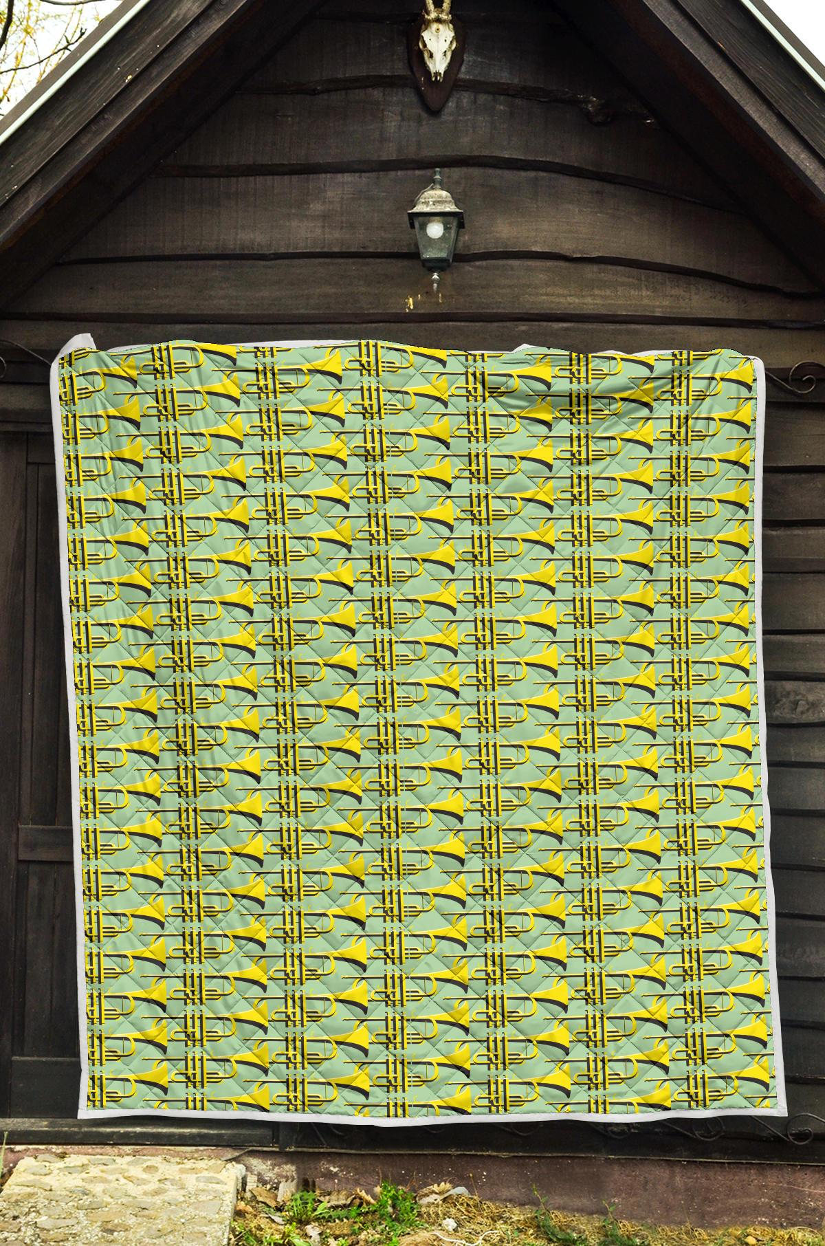 Trumpet Vintage Design Print Premium Quilt-JTAMIGO.COM