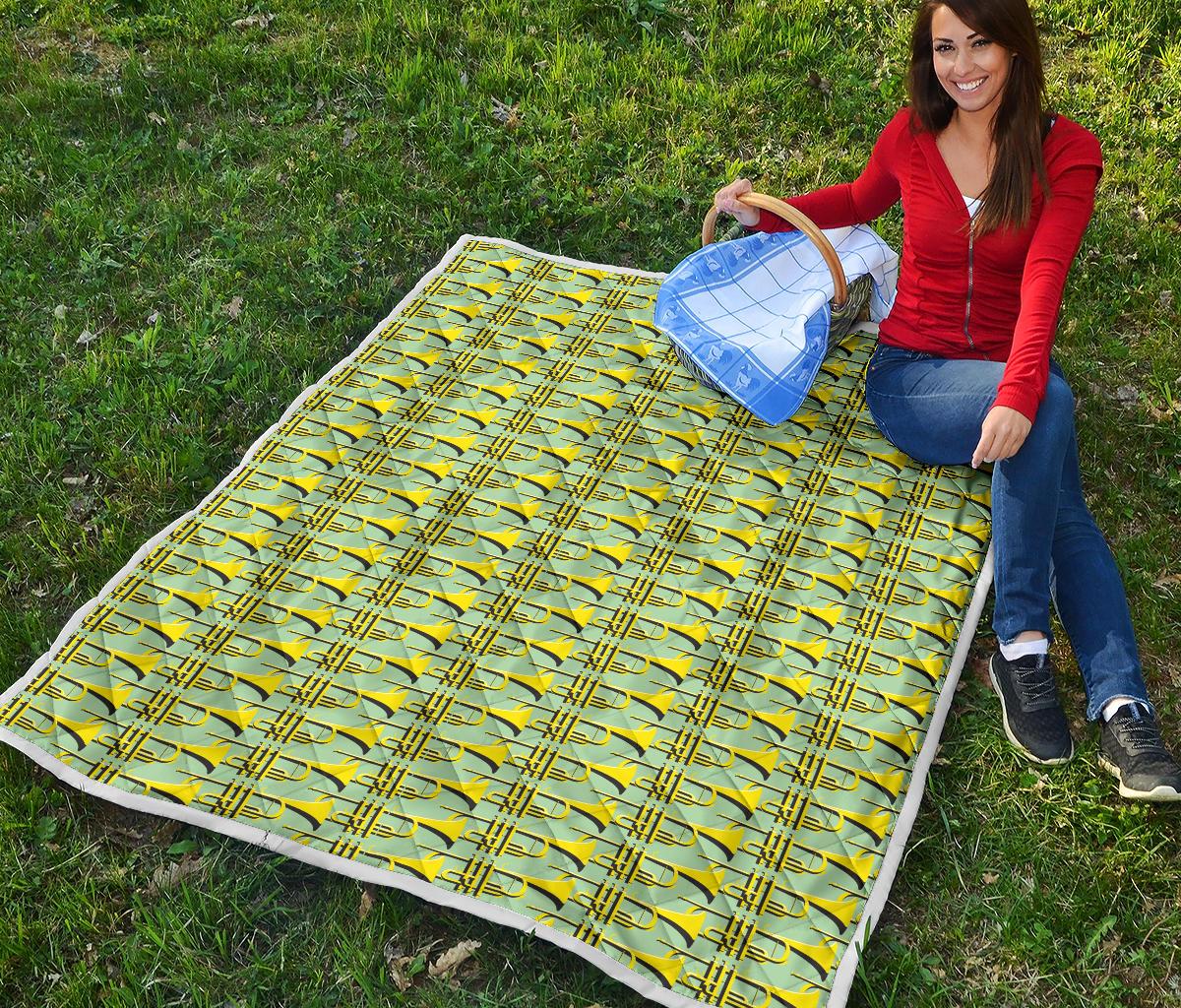 Trumpet Vintage Design Print Premium Quilt-JTAMIGO.COM