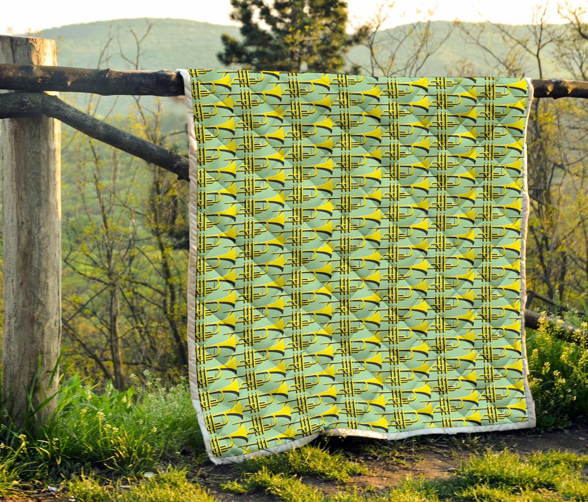 Trumpet Vintage Design Print Premium Quilt-JTAMIGO.COM