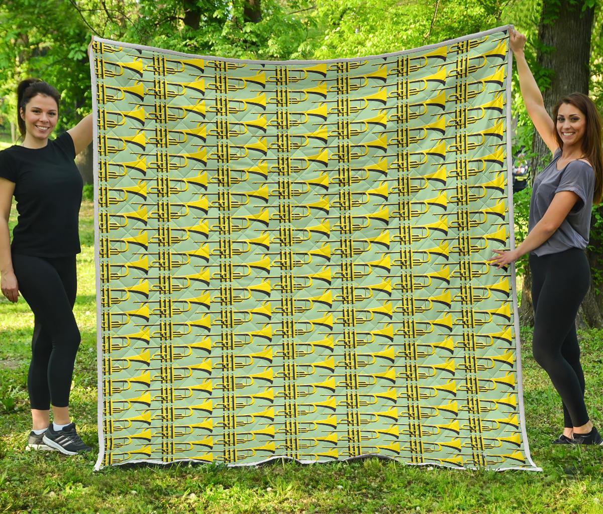 Trumpet Vintage Design Print Premium Quilt-JTAMIGO.COM