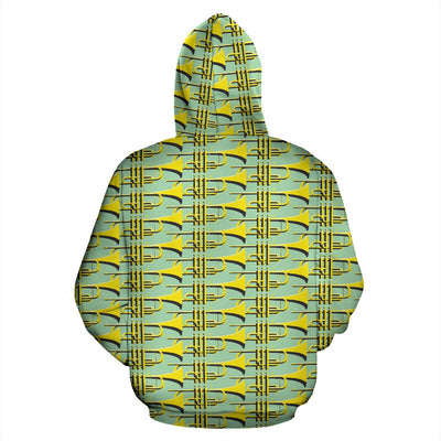 Trumpet Vintage Design Print Pullover Hoodie