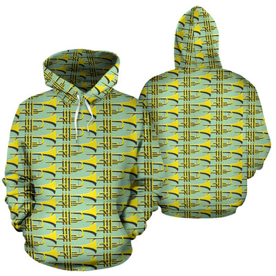 Trumpet Vintage Design Print Pullover Hoodie