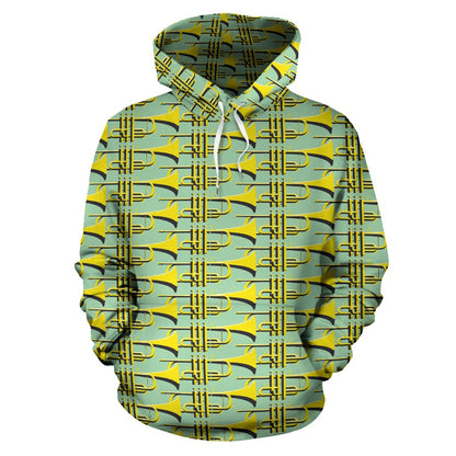 Trumpet Vintage Design Print Pullover Hoodie