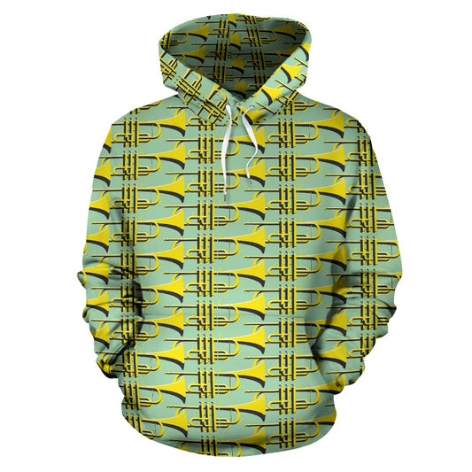 Trumpet Vintage Design Print Pullover Hoodie