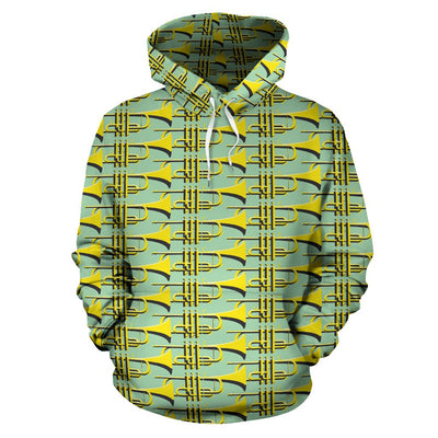 Trumpet Vintage Design Print Pullover Hoodie