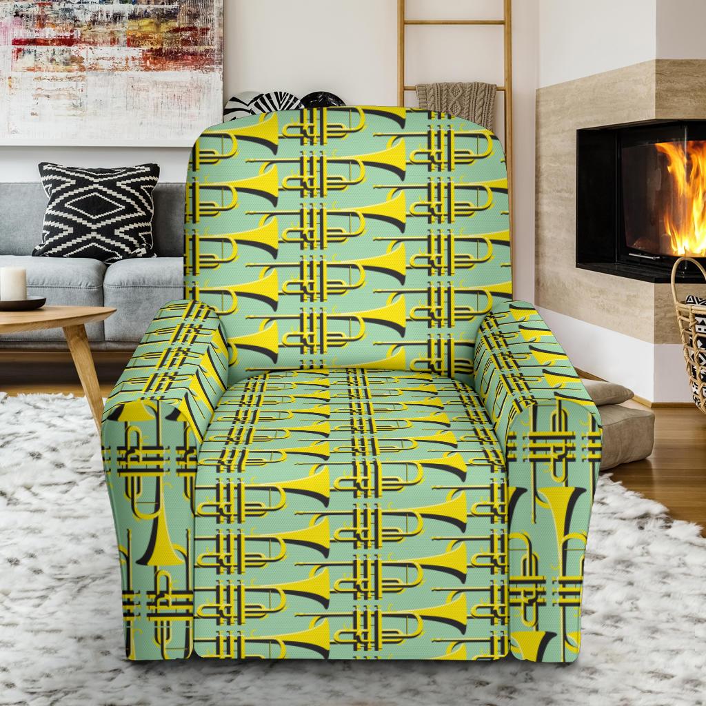 Trumpet Vintage Design Print Single Sofa Slipcover -JTAMIGO.COM