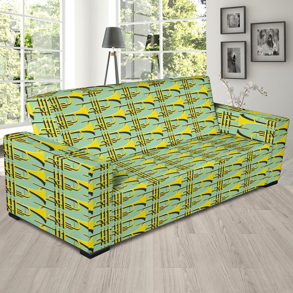 Trumpet Vintage Design Print Sofa Slipcover-JTAMIGO.COM