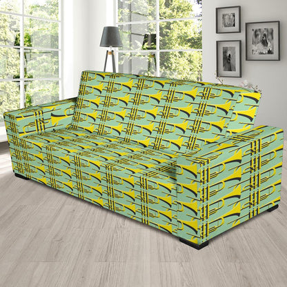 Trumpet Vintage Design Print Sofa Slipcover-JTAMIGO.COM