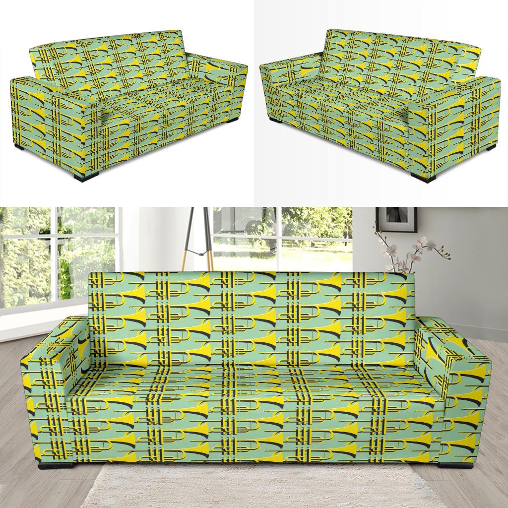 Trumpet Vintage Design Print Sofa Slipcover-JTAMIGO.COM